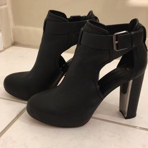 BCBGMaxAzria Strappy Leather Cut-out Ankle Boots